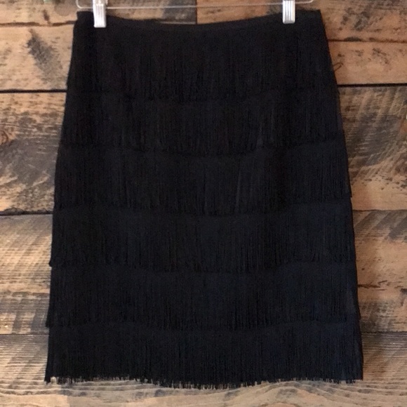 🇪🇸 SFERA Tiered Fringe Midi Skirt Black Flapper 20’s EU 38 Vintage Y2K - Picture 3 of 10